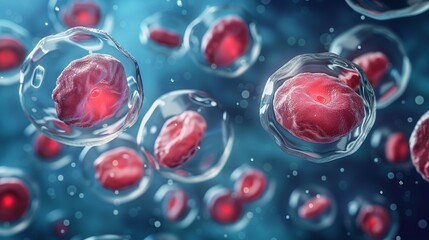 Microscopic View of Red Blood Cells in a Fluid, Showing Their Structure and Form