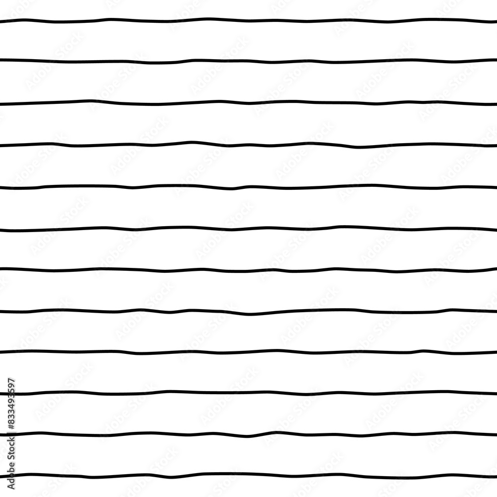 Wall mural seamless line pattern. horizontal stripe. black lines isolated on white background. strips of a mono