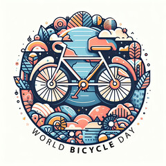 World Bicycle day with art illustration style