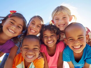 Fototapeta premium Diverse Group of Smiling Children Posing Together