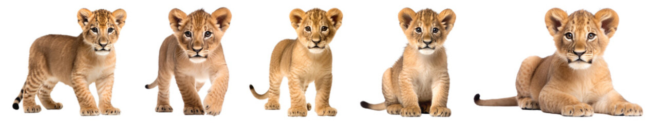 Obraz premium cute lion cub animal set