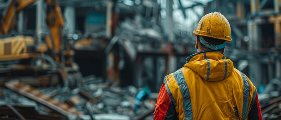 Engineer assessing structural damage