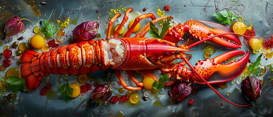 Fototapeta premium A gourmet dish highlighting giant lobster as the main ingredient