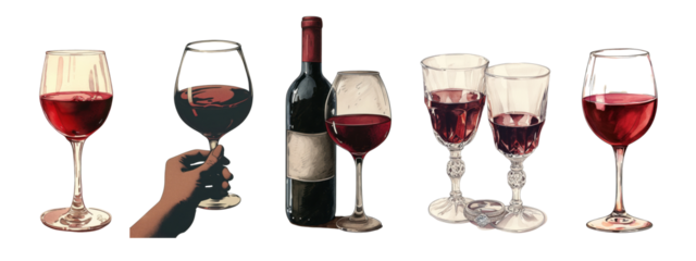 vintage wine drink illustration set