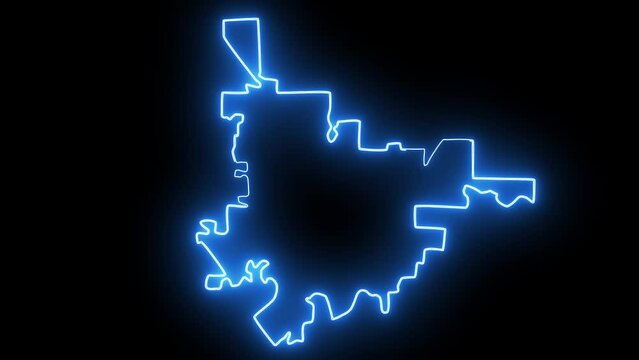 map of Gainesville in Florida with a neon effect that glows blue