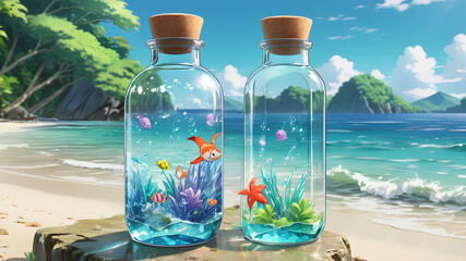 Obraz premium crystal-clear waters in bottle