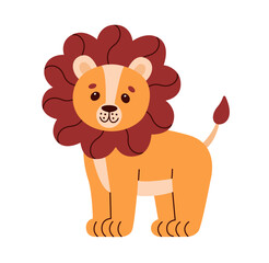 Cute lion cub illustration image. Use it for happy birthday invitation cards, children's book covers, banner.