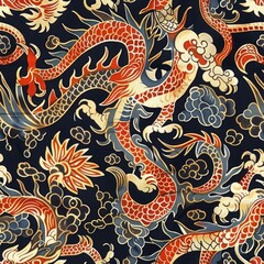 Obraz premium a image of a very colorful dragon pattern on a black background