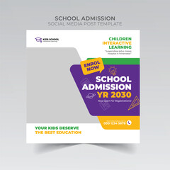 school education admission social media post and web banner, Back to School admission post or Instagram post, flyer Design.