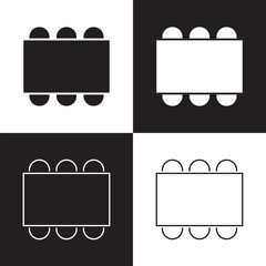 Table Seating Arrangement Icons for an Event - Clipart Outline.  isolated on white and black background. Vector illustration . EPS 10 