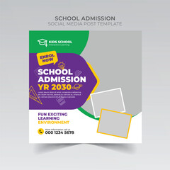 school education admission social media post and web banner, Back to School admission post or Instagram post, flyer Design.