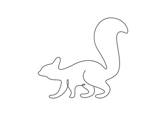 Continuous one line drawing of squirrel vector illustration