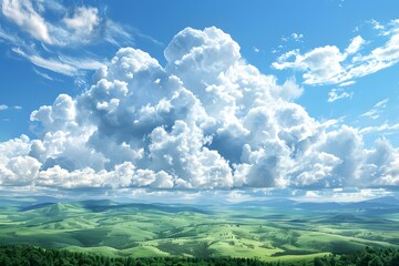 Obraz premium White clouds over the prairie