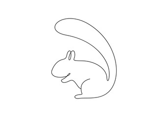 Continuous one line drawing of squirrel vector illustration