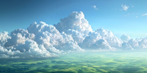 Green rolling hills under a blue sky with white clouds