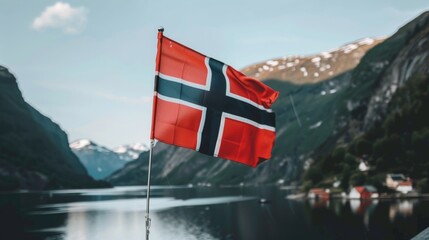 norway flag flying in norway