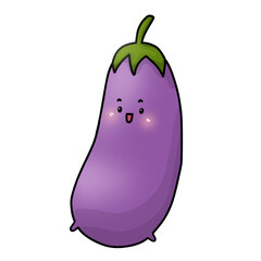 Eggplant,Vegetables character on transparent background.