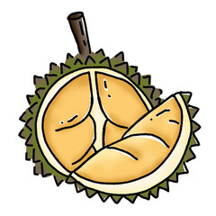 Durian fruit , a fruit that has been called the king of fruits in Southeast Asia on transparent backgroung.PNG.