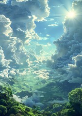 Obraz premium The valley is shrouded in clouds and mist