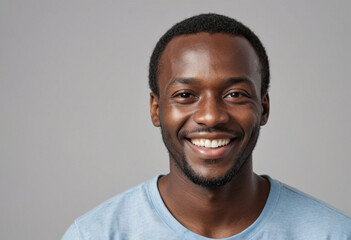 Fototapeta premium portrait view of a regular happy smiling Africans man , ultra realistic, candid, social media, avatar image, plain solid background