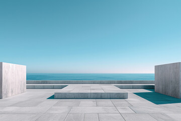 Obraz premium Modern buildings by the lake.Empty architectural background. 