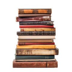 Fototapeta premium stack of books against cut out transparent isolated on white background PNG file