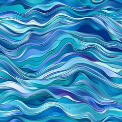 Obraz premium Abstract Blue Wavy Lines Pattern Background Design