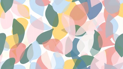 Light petals flat design front view airy theme cartoon drawing Analogous Color Scheme. Seamless Pattern, Fabric Pattern.
