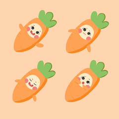 Fototapeta premium set of cute carrot vegetables