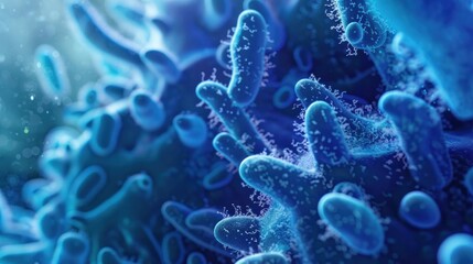 A microscopic blue bacteria