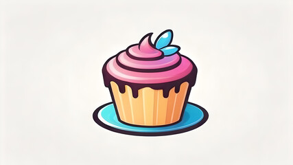 Delicious sweet cake themed logo icon symbol emblem on white background, Generative AI