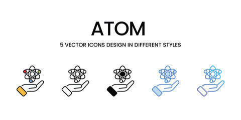 Atom icons vector set stock illustration.