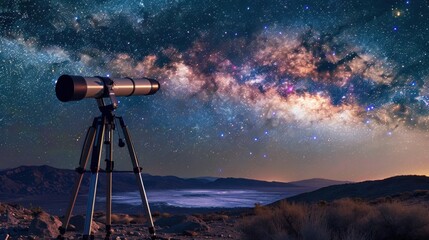 Naklejka premium A Telescope in the desert Milky Way