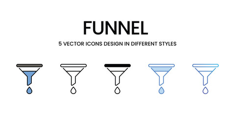 Funnel icons vector set stock illustration.