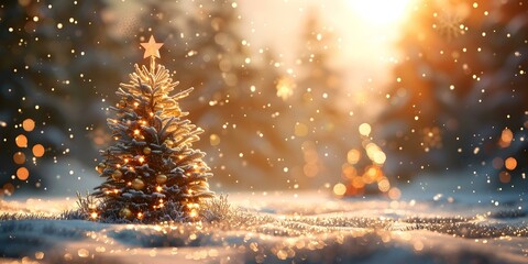 Naklejka premium Christmas tree in the snow