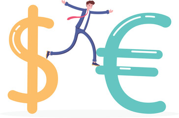 Brexit trade deal and europe financial exit. Business economy on global euro crisis vector illustration concept. Stock market loss currency and money profit. People on future politic and investment

