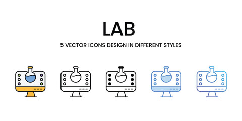 Lab icons vector set stock illustration.