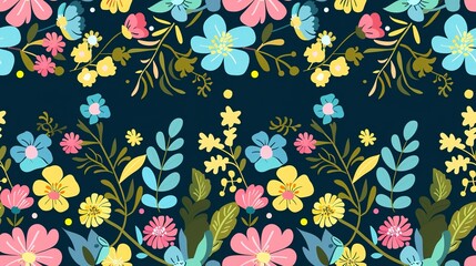 Floral trims flat design top view trim theme animation vivid. Seamless Pattern, Fabric Pattern.ace