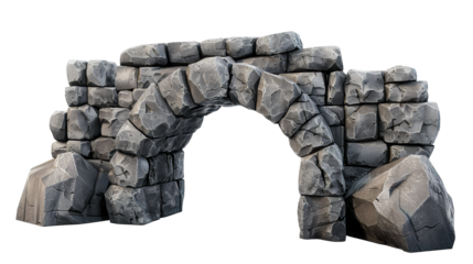 [Transparent Background PNG]grey stone bridge 3d illustration