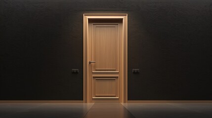 The minimalist elegance of a maple door with a hidden handle, capturing the door's light wood tone and flawless surface.