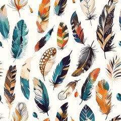 Assorted Colorful Feathers Pattern - Artistic Background Design