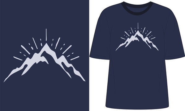 
T Shirt Design, Mountain vintage vector print design, Hill illustration t-shirt, Mountain Retro Vintage T Shirt Design
