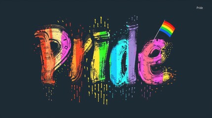 Pride Month is a celebration of the LGBTQ community. A rainbow flag and the word "pride" written in a colorful, artistic font with the vibrant colors