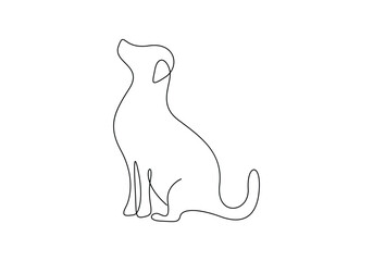 Continuous one line drawing of dog vector illustration