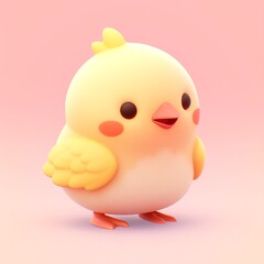 Cute little chicken 3d icon cartoon style