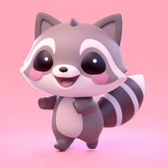 Racoon 3d icon cartoon style