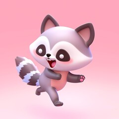 Obraz premium Racoon 3d icon cartoon style