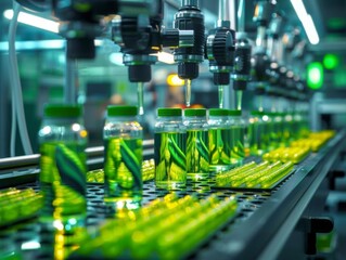 Fototapeta premium Automated pill packaging in a high-tech pharmaceutical facility