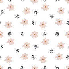 Simple Daisy Floral Seamless Pattern - Digital Download, Modern Fabric Print, Scrapbooking Paper, Textile Design
