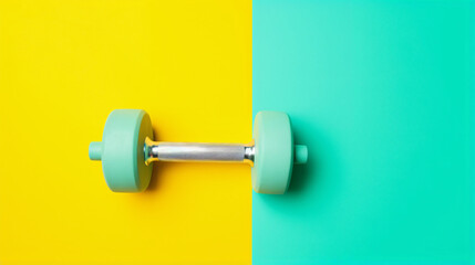 Bright Dumbbell on Colorful Background - Sport and Healthy Lifestyle Workout Image